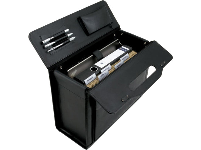 Pilotenkoffer Alassio VERONA. Zwart leer.