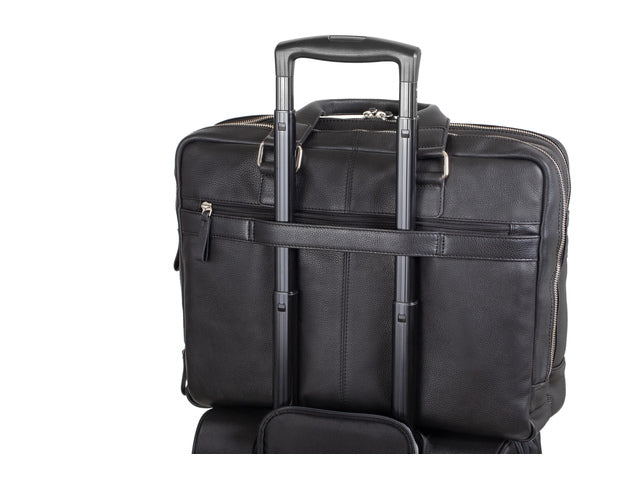 Laptop aktetas Alassio CAMPO. Zwart leer.