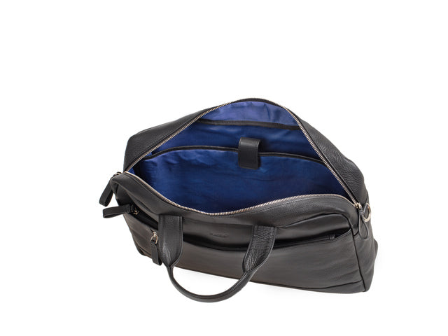 Laptopaktetas Alassio TIBER. Zwart leer.