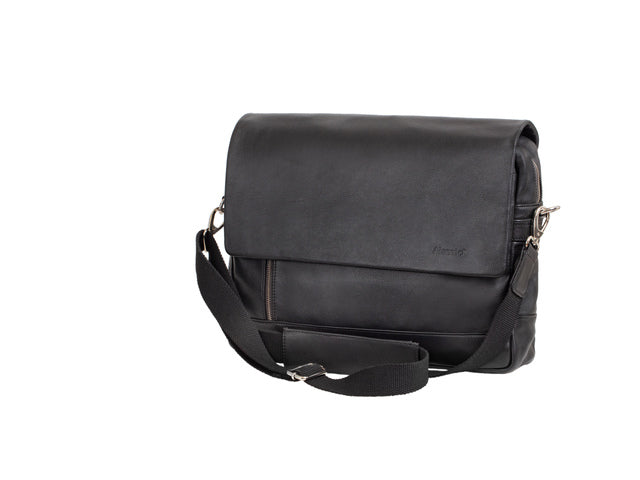 Laptopaktetas Alassio ORO. Zwart leer.