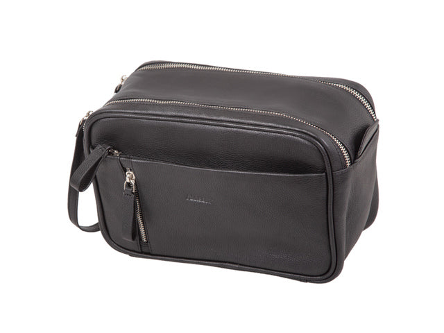 toilettas Alassio SALINA leer zwart