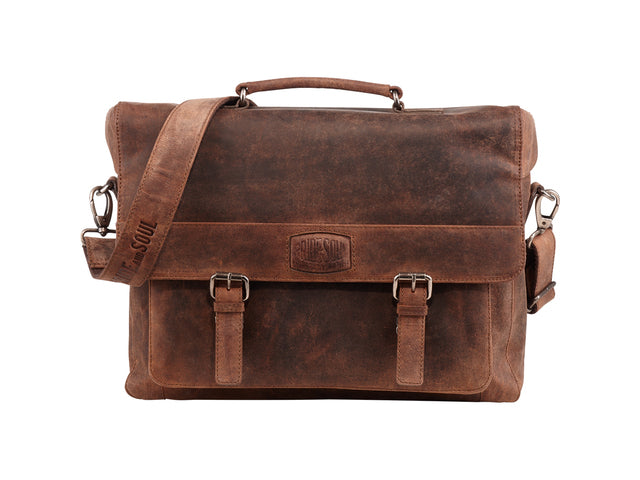 Laptop-aktetas Pride and Soul CLOUD. Bruin leer.