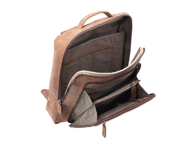 Laptoprugzak Pride and Soul JESTER. Bruin leer.