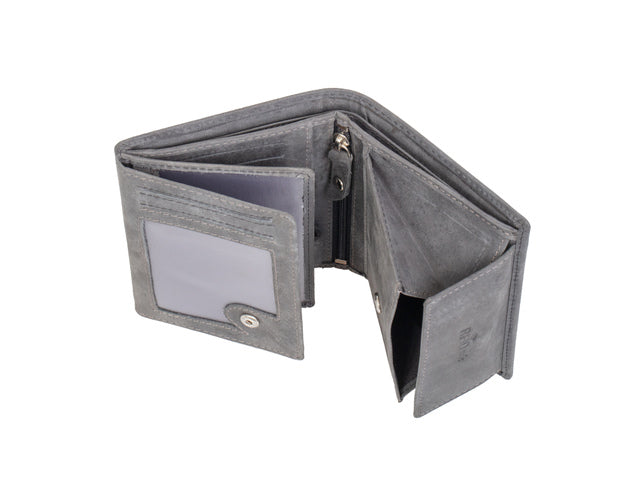 Portefeuille hoog RFID Pride and Soul. Grijs leer.