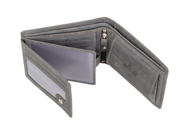 Portefeuille horizontaal RFID Pride and Soul. Grijs leer.