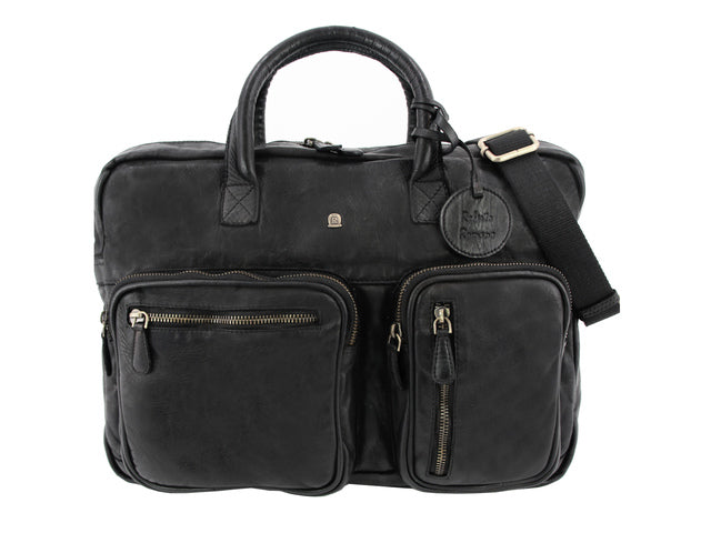 Laptopaktetas Roberto Romano ROMA zwart echt leer 29x40x10cm