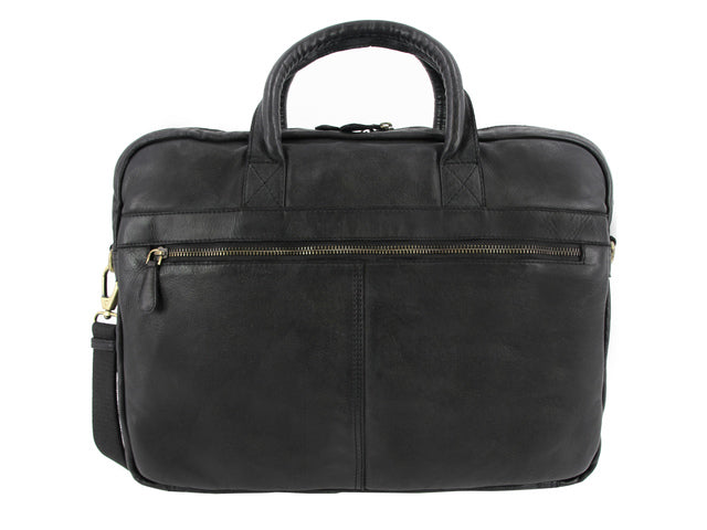 Laptopaktetas Roberto Romano ROMA zwart echt leer 29x40x10cm