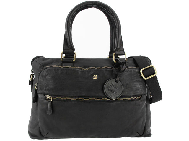 Damestas Roberto Romano SORRENTO zwart echt leer 24x38x8cm