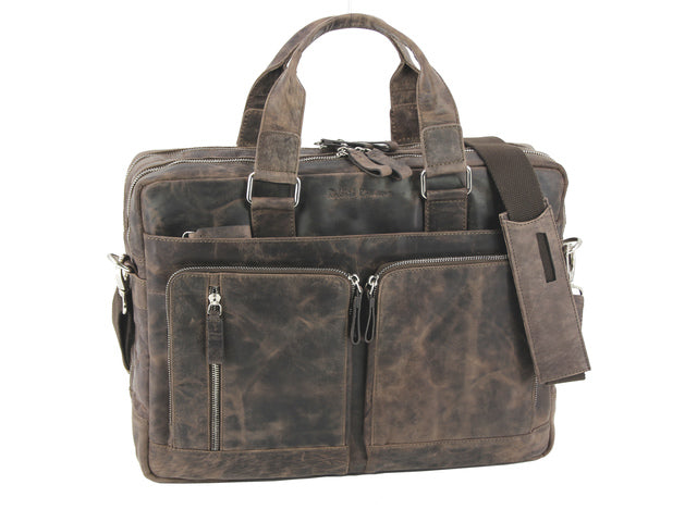 Laptopaktetas Roberto Romano TORINO bruin echt leer 31x42x12cm