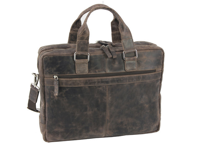 Laptopaktetas Roberto Romano TORINO bruin echt leer 31x42x12cm