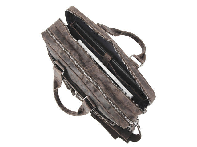 Laptop aktetas Roberto Romano TORINO bruin echt leer 31x42x12cm