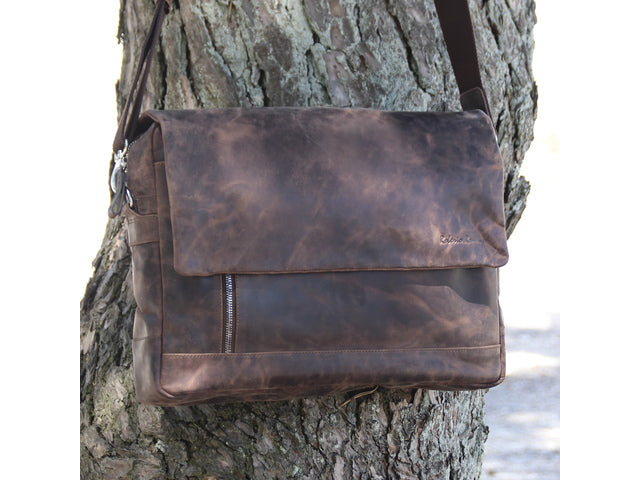 Schoudertas Roberto Romano CATANIA bruin, Echt leer 28x40x9cm