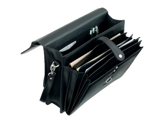 Aktetas Alassio FORTE. Zwart kunstleer.