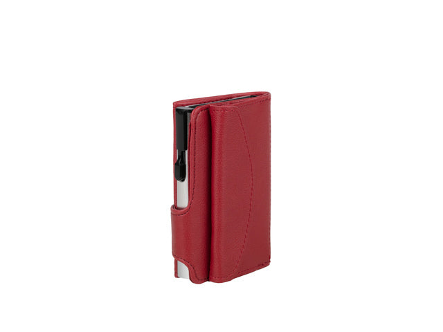 Pasjeshouder Clicksafe kunstleer rood/zilver RFID