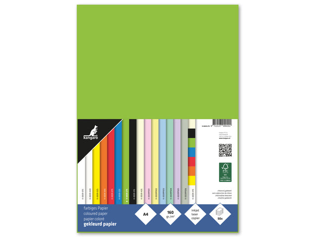 Papier Kangaro A4 160 grams pak à 50 vel groen