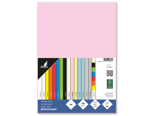 Papier Kangaro A4 120 grams pastel roze pak 100 vel