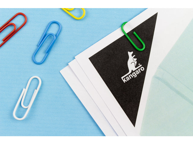 Paperclip Kangaro 25 mm, assorti kleuren, 200 stuks in ronde doos met deksel