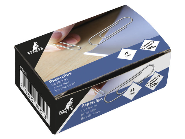 Büroklammer Kangaro 25 mm, rund, je 100 Stück, verzinkt