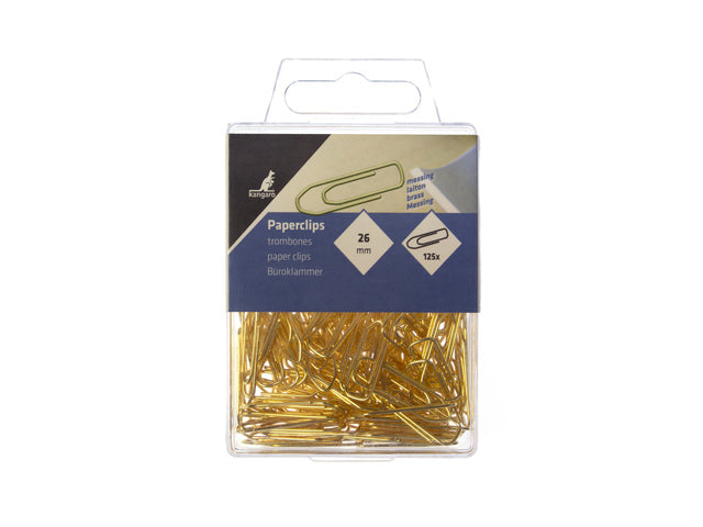 Büroklammer Kangaro 26 mm, hoch, Kunststoff für je 125 Stück, messing