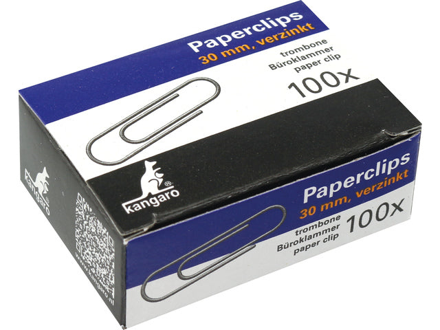 Büroklammer Kangaro 30mm, rund, je 100 Stück, verzinkt
