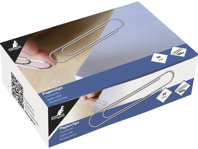 Büroklammer Kangaro 50mm, rund, je 100 Stück, verzinkt