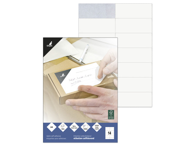 Etiket Kangaro ILK 105x42,4mm, doos à 100 vel, 14 etiketten per A4 vel