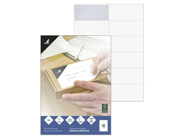 Etiket Kangaro ILK 105x48mm, doos à 100 vel, 12 etiketten per A4 vel