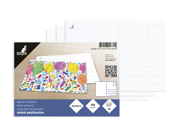 Enkele postkaarten Kangaro 105x150 mm 250grs wit 50 stuks