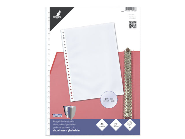 Showtas Kangaro A4, PP 120 micron, 23-gaats, krimp à 10 stuks. Glashelder