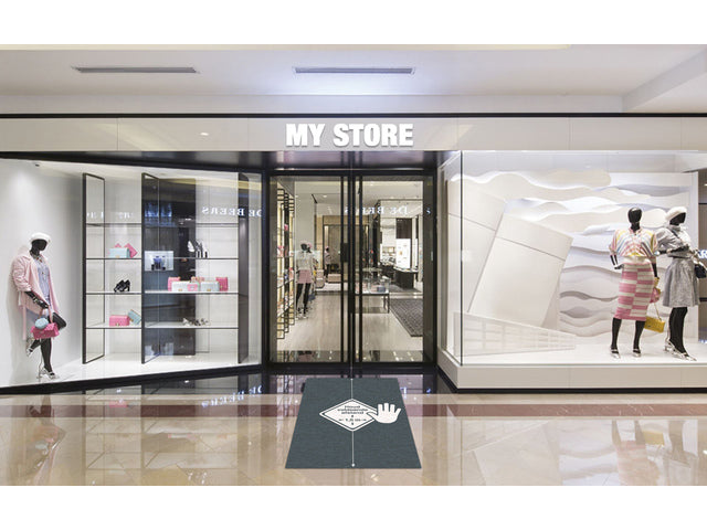 Türmatte Kangaro AFSTAND HOUDEN 90x150cm, Dicke 6 mm, Anthrazit mit weißem Text