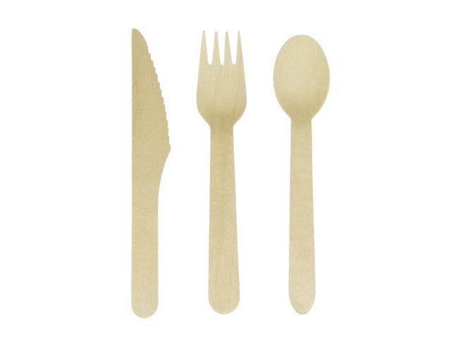 Bestes Set aus Kangaro 200 St. 70x Lepel, 65x Feder, 65x Mes 160 mm, biologisch abbaubar