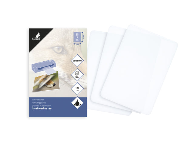 Laminierschuhe Kangaro 65 x 95 mm, 125 Mikron, Packung mit 100 Stück