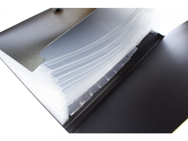 Documentenkaart Kangaro A4, 13 vakken, zwart, elastische sluiting