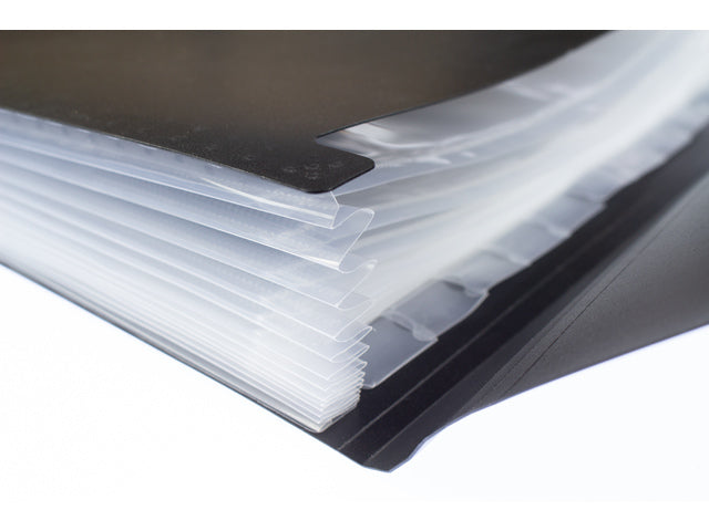 Documentenkaart Kangaro A4, 13 vakken, zwart, elastische sluiting