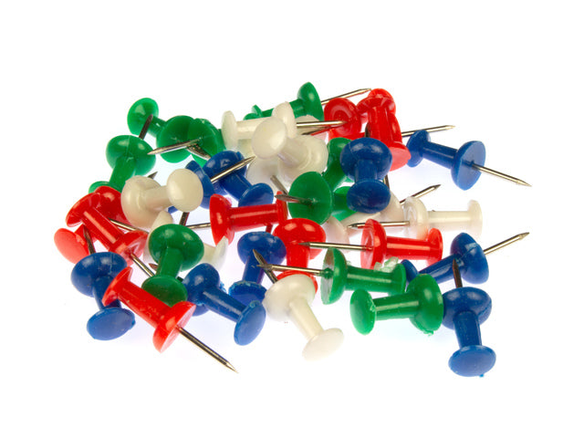 Push-pin Kangaro. Doosje met 40 stuks in 4 kleuren: rood, groen, blauw en wit.