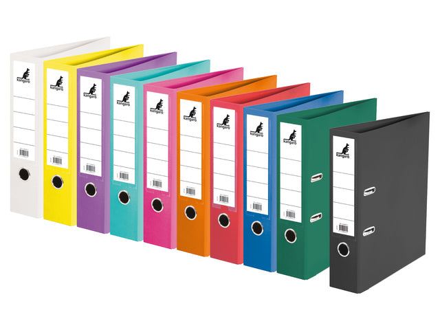 Kangaro-Ordner, A4, 75 mm, 2 Ringe, 10 Stück, verschiedene Farben, PP/Papier