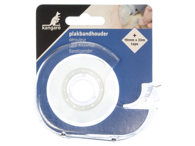 Plakbandhouder Kangaro kern 25 mm transparant met tape 19mmx33m