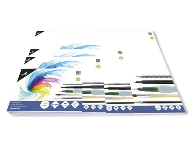 Aquarelpapier Kangaro blok 24x32cm 300 gram 16 vel roomwit