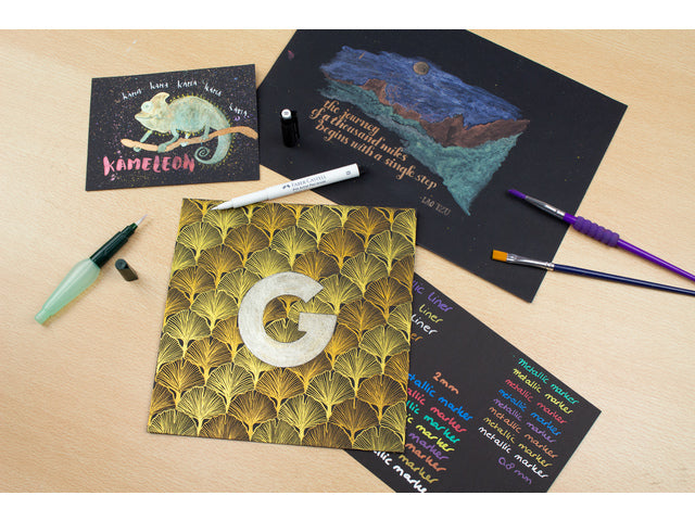 Aquarellpapier Kangaro Block A2 300 Gramm 12 Vel Schwarz, 3 Seiten gedruckt