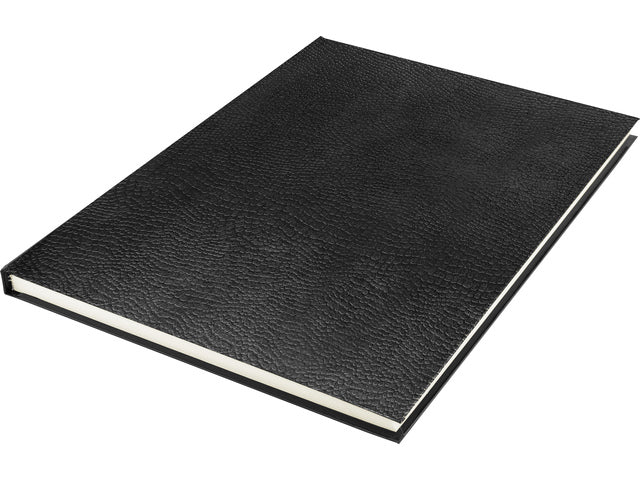 Schetsboek Kangaro A4 Creme 120 Gramm weißes Papier, 140 Blz Hardcover Aufdruck Slang, Schwarz