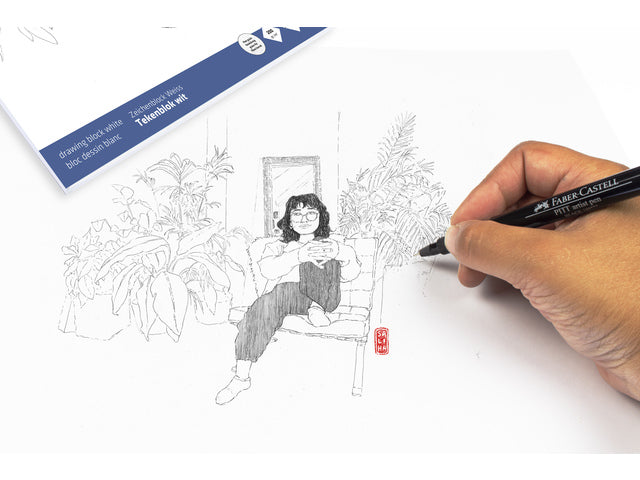 Tekenblok Kangaro 27x36cm, 200 grams, 20 vel, wit, fijne korrel, kopgelijmd