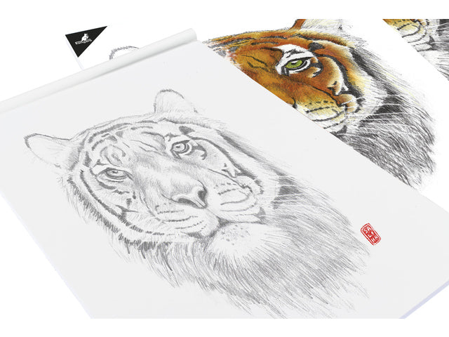 Tekenblok Kangaro 27x36cm, 120 grams 20 vel, wit, fijne korrel, kopgelijmd