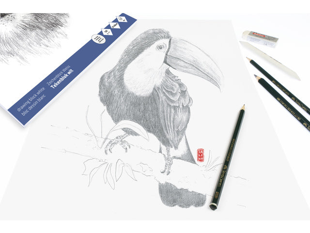 Tekenblok Kangaro 27x36cm, 120 grams 20 vel, wit, fijne korrel, kopgelijmd