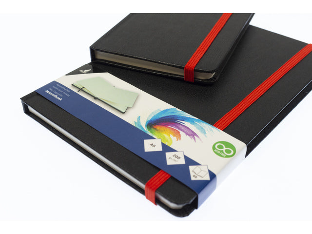 Aquarelboek Kangaro A5 luxe kaft 30 vel 200 grams aquarelpapier. Leeslint en elastiek.