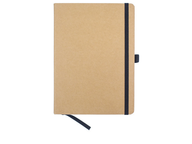 Notitieboek Kangaro A5 kraftlijn HC 96 vel 80 gram roomwit met elastiek, lint en penlus