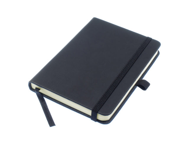 Notitieboek Kangaro A6 zwarte lijn PU HC 96 vel 80 grams roomwit met elastiek, lint en penlus