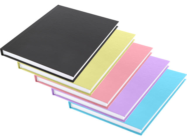Schrift A5 Kangaro lijn harde kaft 5 stuks, 5 pastelkleuren, 80 vel 80 grams gelinieerd papier. Zwart, pastelkleuren: geel, roze, blauw en violet