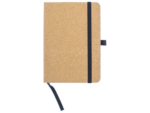 Notitieboek Kangaro A6 kurklijn HC 96 vel 80 gram roomwit met elastiek, lint en penlus