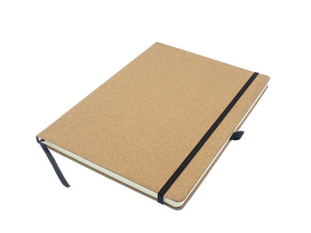 Notitieboek Kangaro A4 kurklijn HC 96 vel 80 gram roomwit met elastiek, lint en penlus