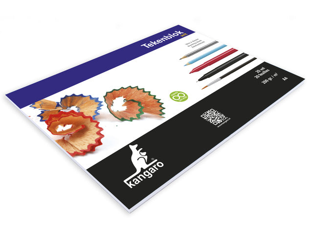 Tekenblok Kangaro 210x297mm 200 gram 20 vel, wit